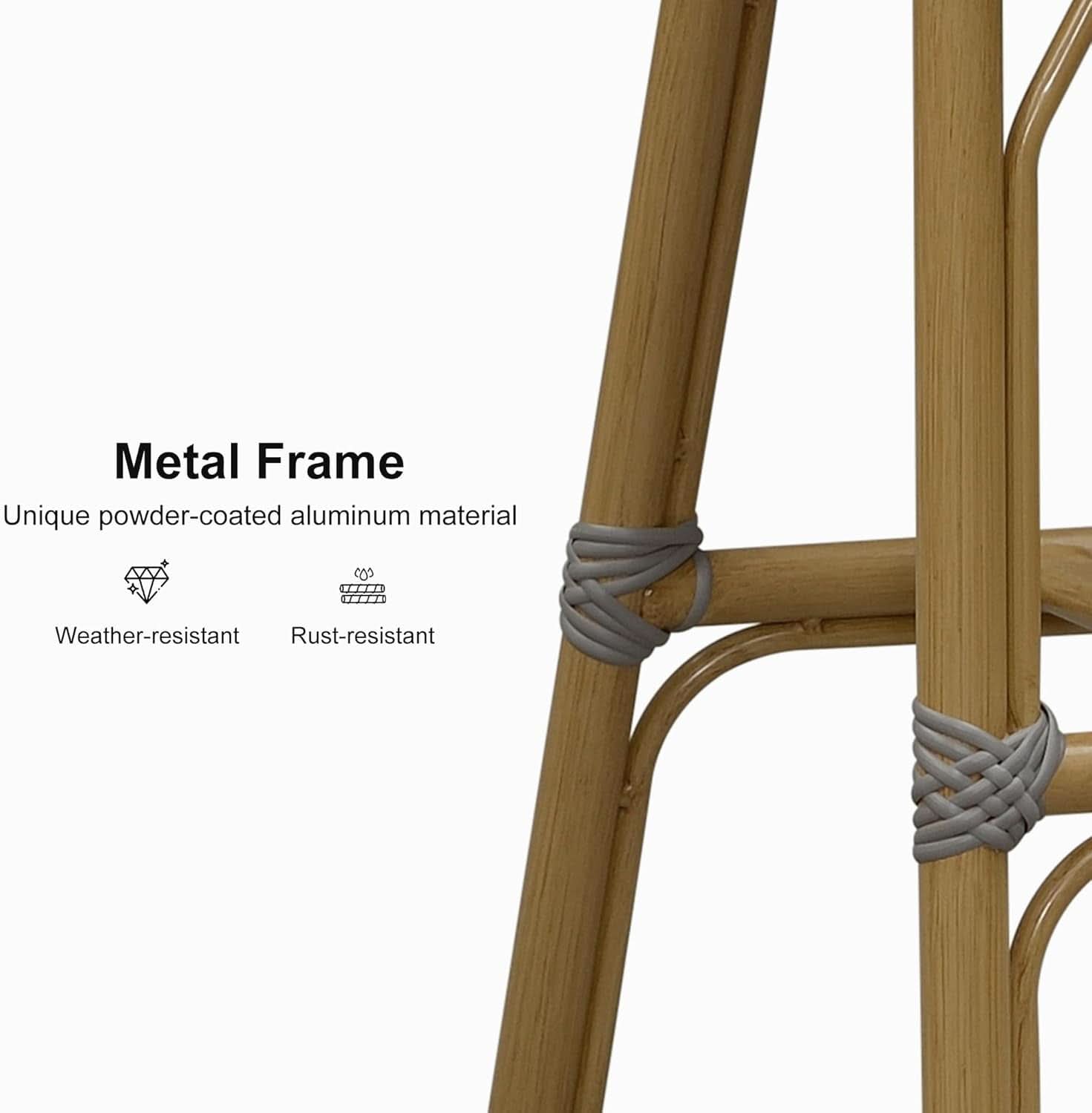 French Style Rattan Bar Stools Set for Outdoor Spaces