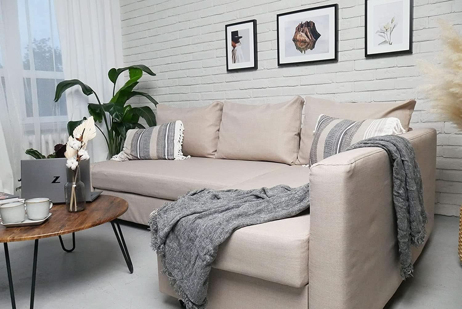 Friheten Slipcover For IKEA Sofa Bed Light Khaki Snug Fit