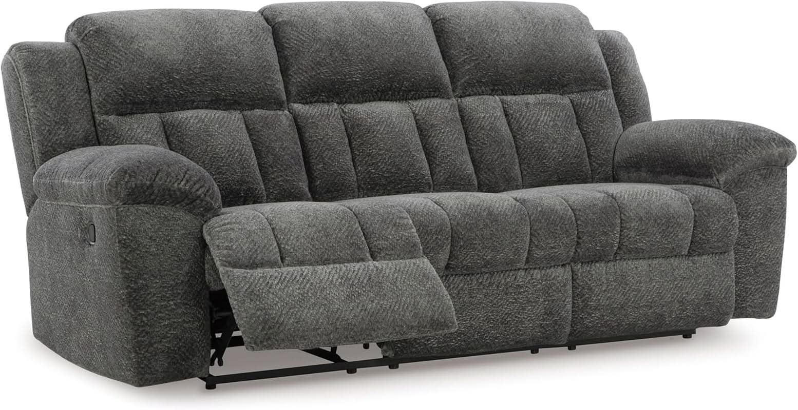 Frohn Gray Oversized Manual Reclining Sofa Living Room