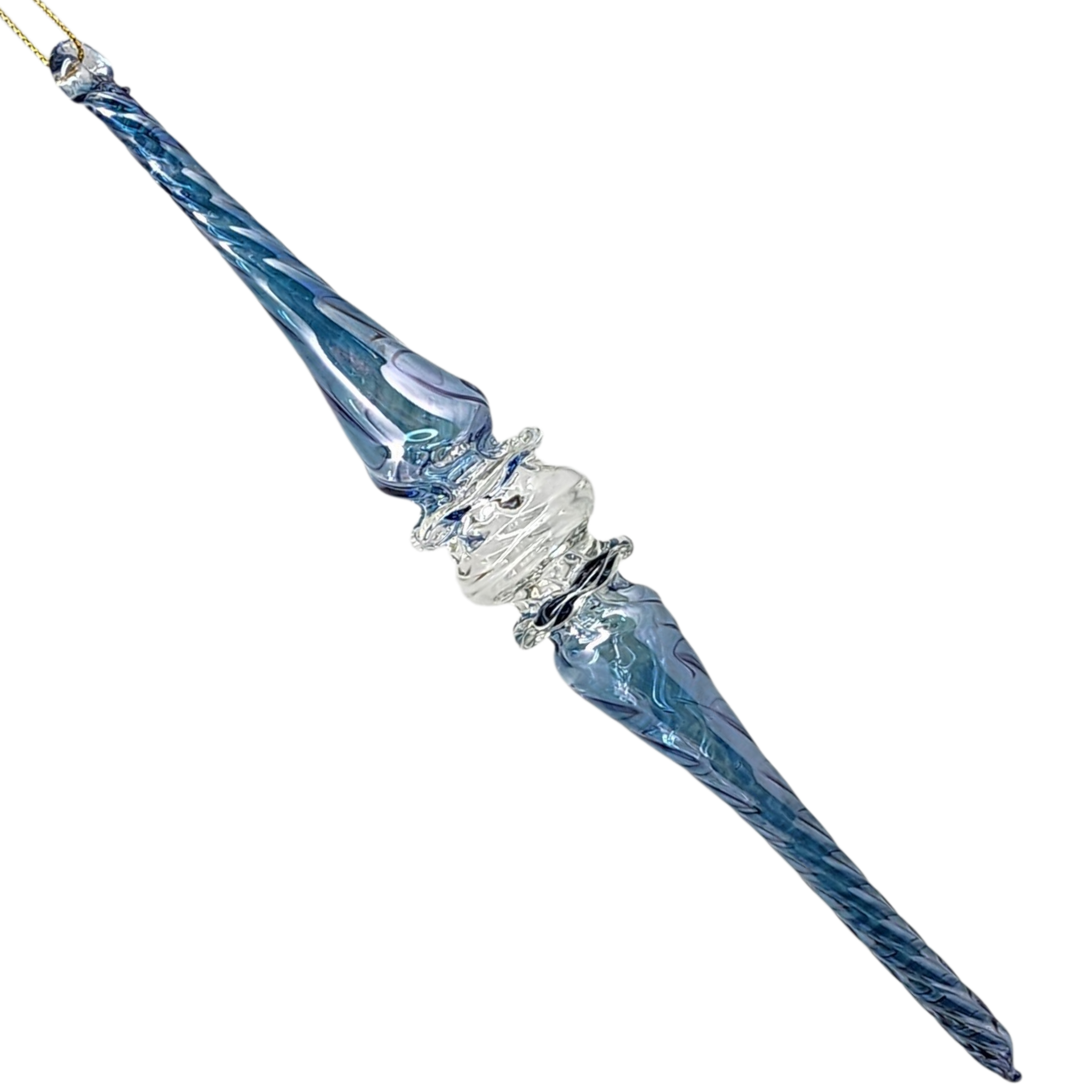 Frosted Blue Swirl Spire Ornament