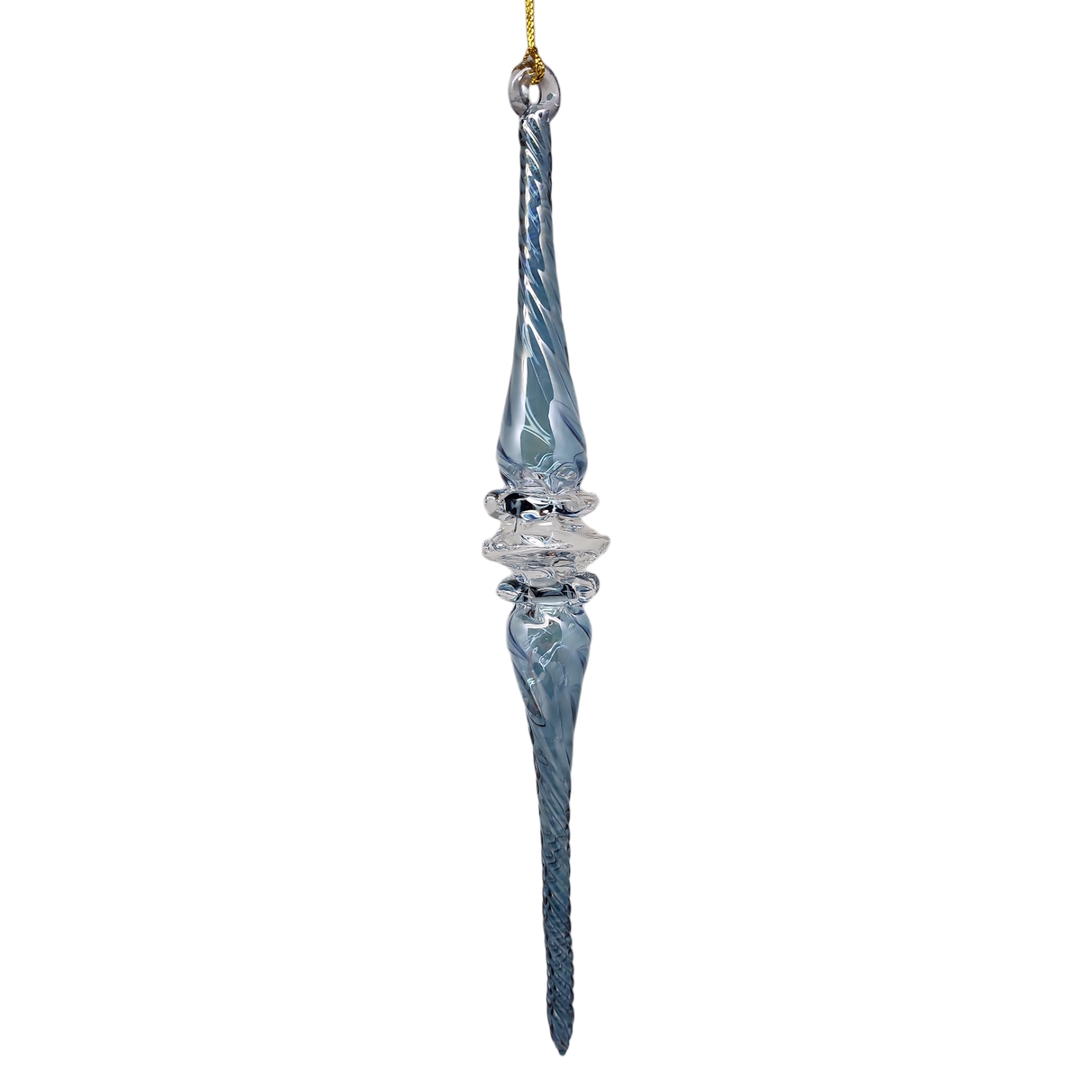 Frosted Blue Swirl Spire Ornament