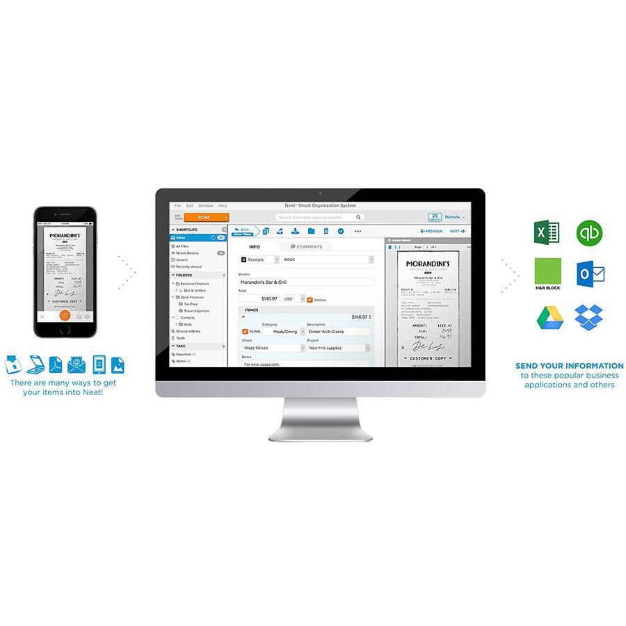 Fujitsu ScanSnap iX100 Mobile Scanner Powered with Neat