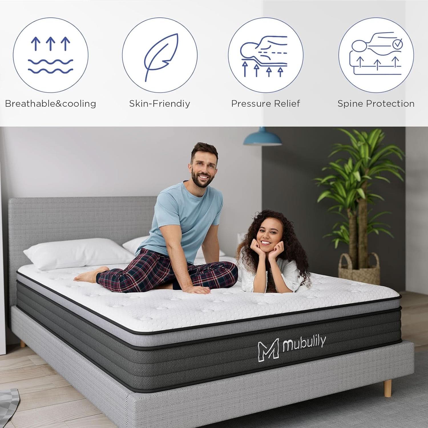 Full Hybrid Mattress 8 Inch Medium Firm Gel Foam