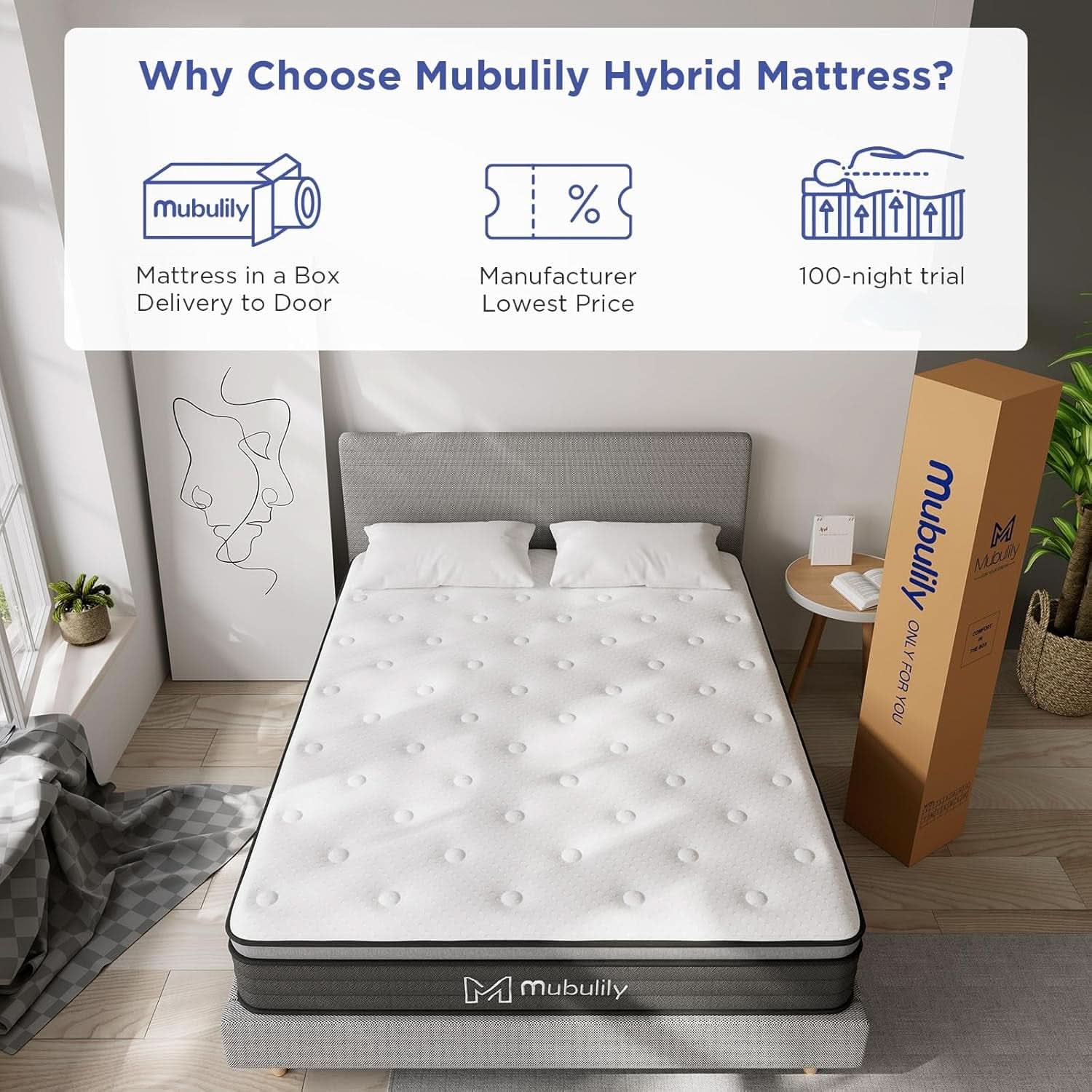 Full Hybrid Mattress 8 Inch Medium Firm Gel Foam