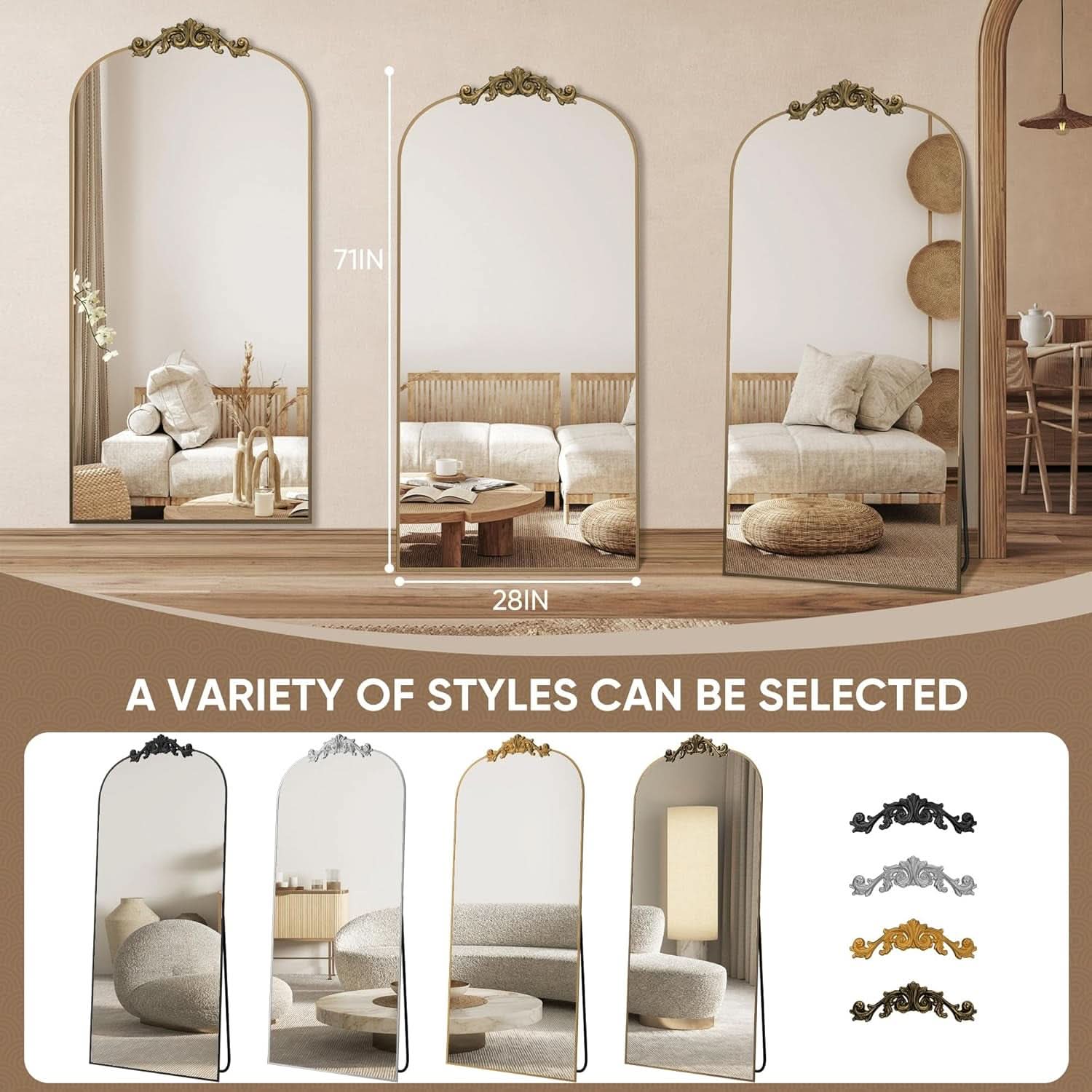 Full Length Floor Mirror 71x28 Inch Bronze For Bedroom