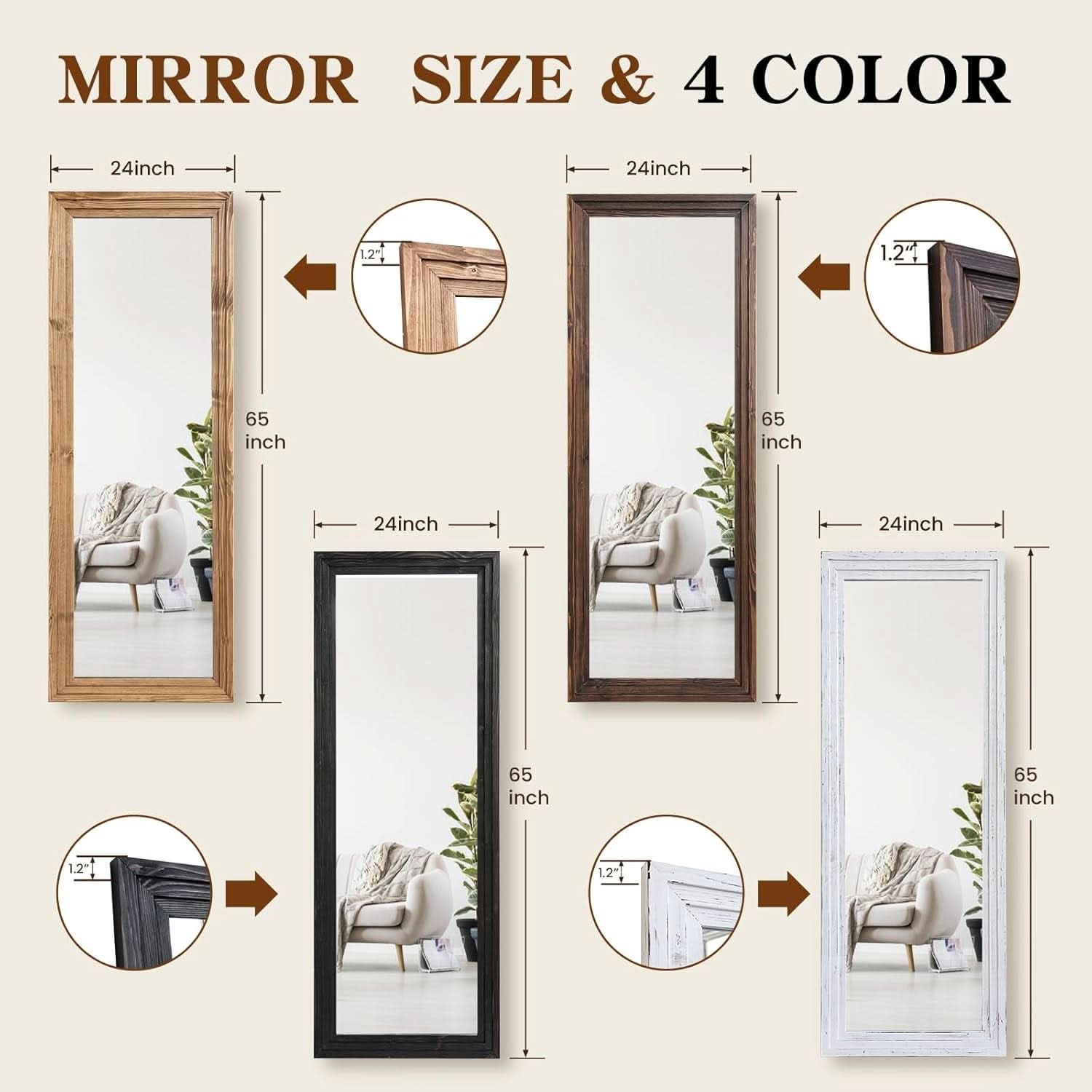 Full Length Mirror 65 By 24 Inch Black Home Decor Accent