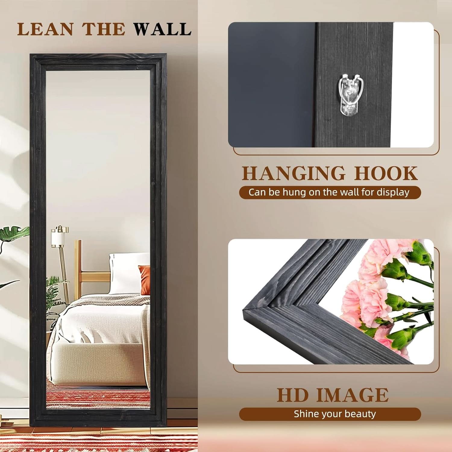 Full Length Mirror 65 By 24 Inch Black Home Decor Accent