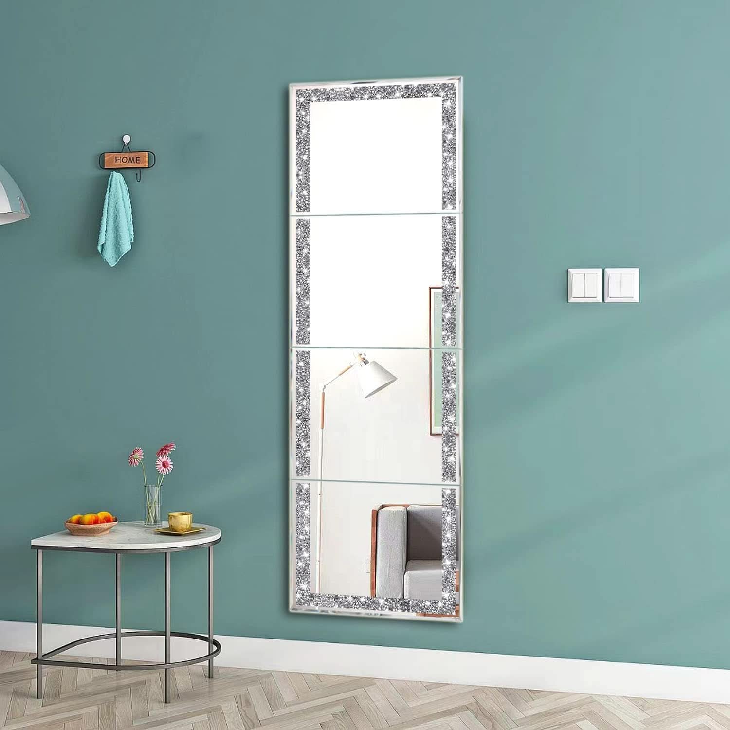 Full Length Mirror Tiles 4 Piece Frameless Wall Decor