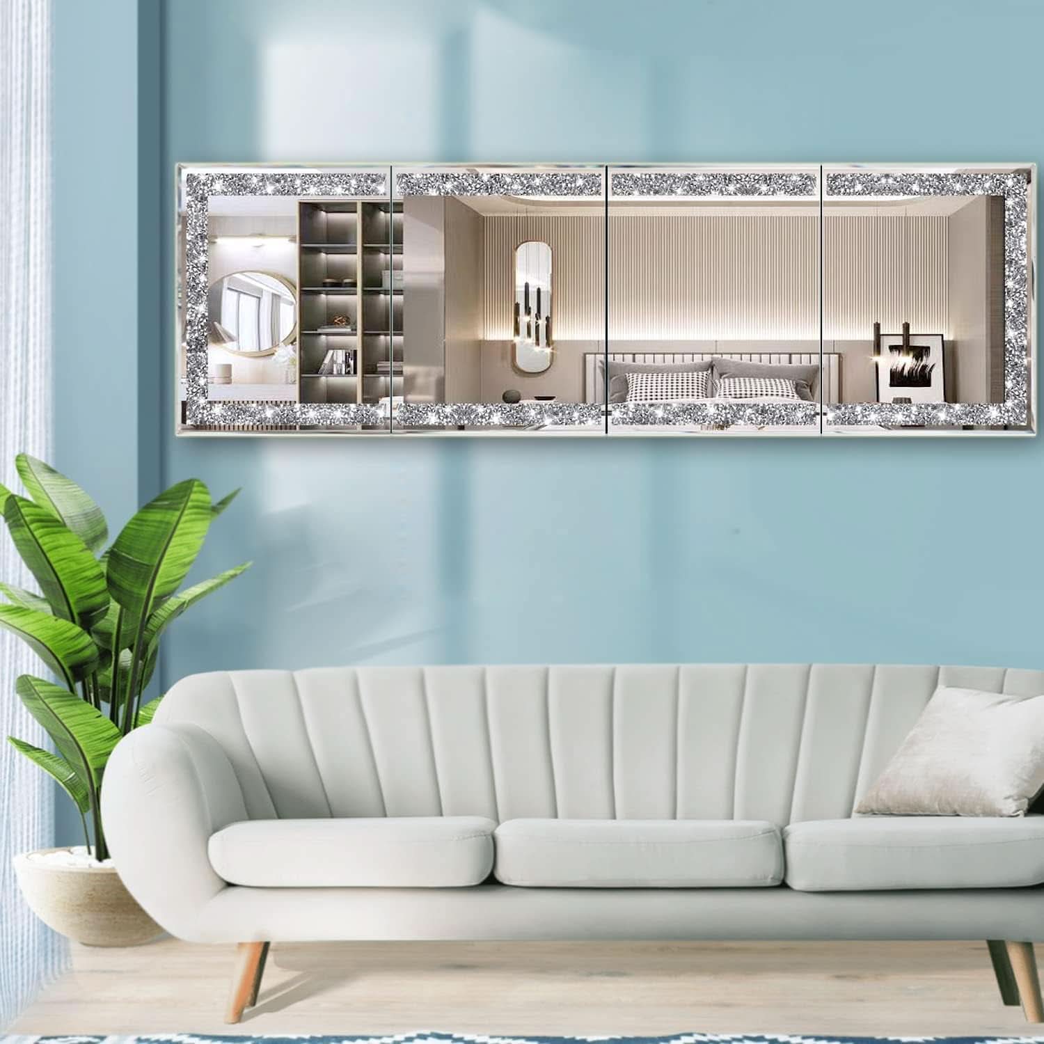 Full Length Mirror Tiles 4 Piece Frameless Wall Decor