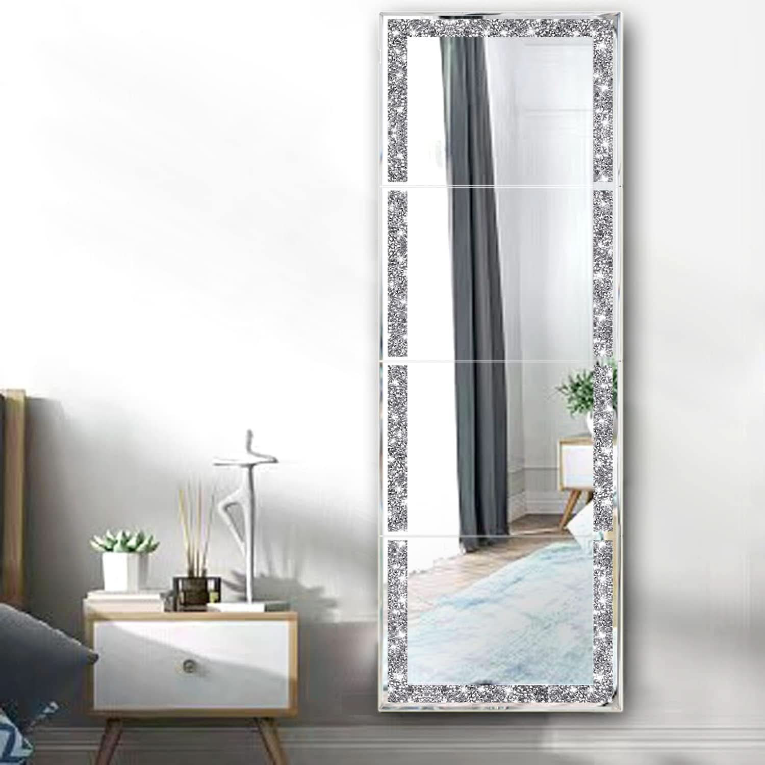 Full Length Mirror Tiles 4 Piece Frameless Wall Decor