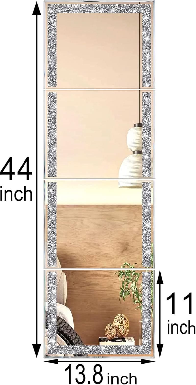 Full Length Mirror Tiles 4 Piece Frameless Wall Decor