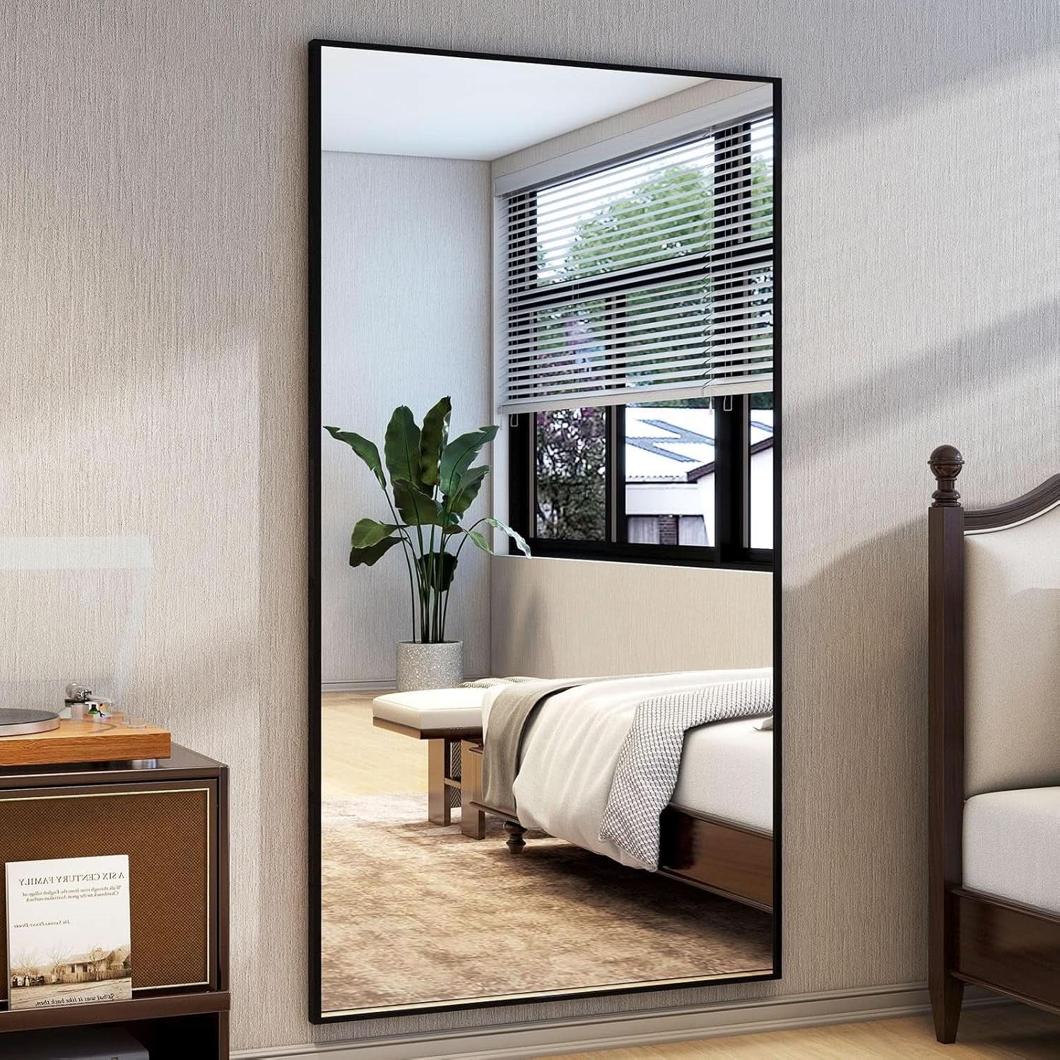 Full Length Mirror With Stand 34x76 Aluminum Frame