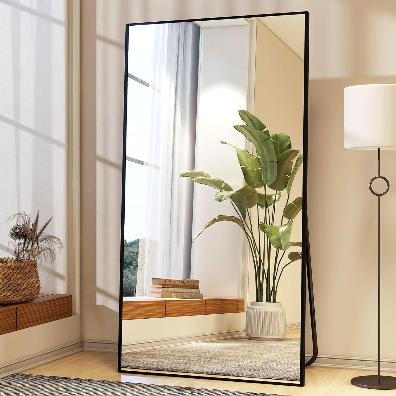 Full Length Mirror With Stand 34x76 Aluminum Frame