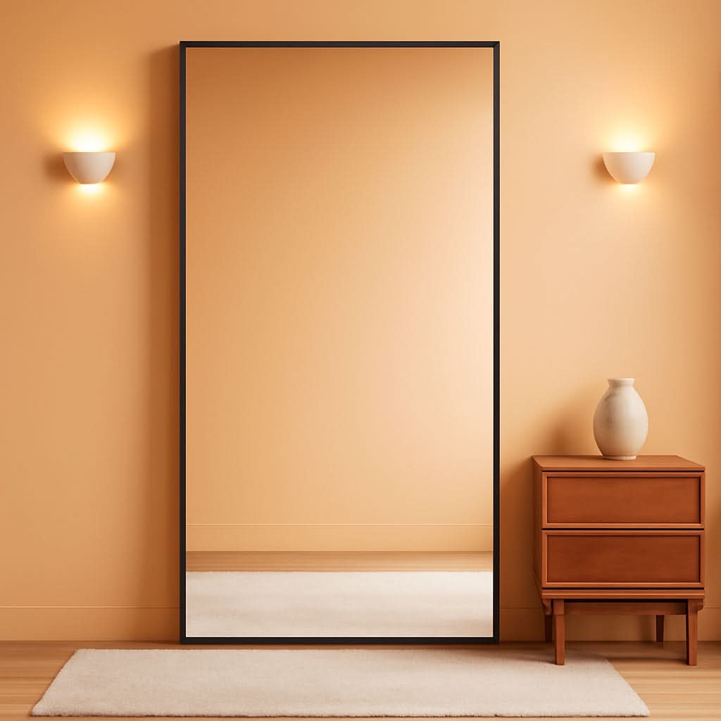 Full Length Mirror With Stand 34x76 Aluminum Frame