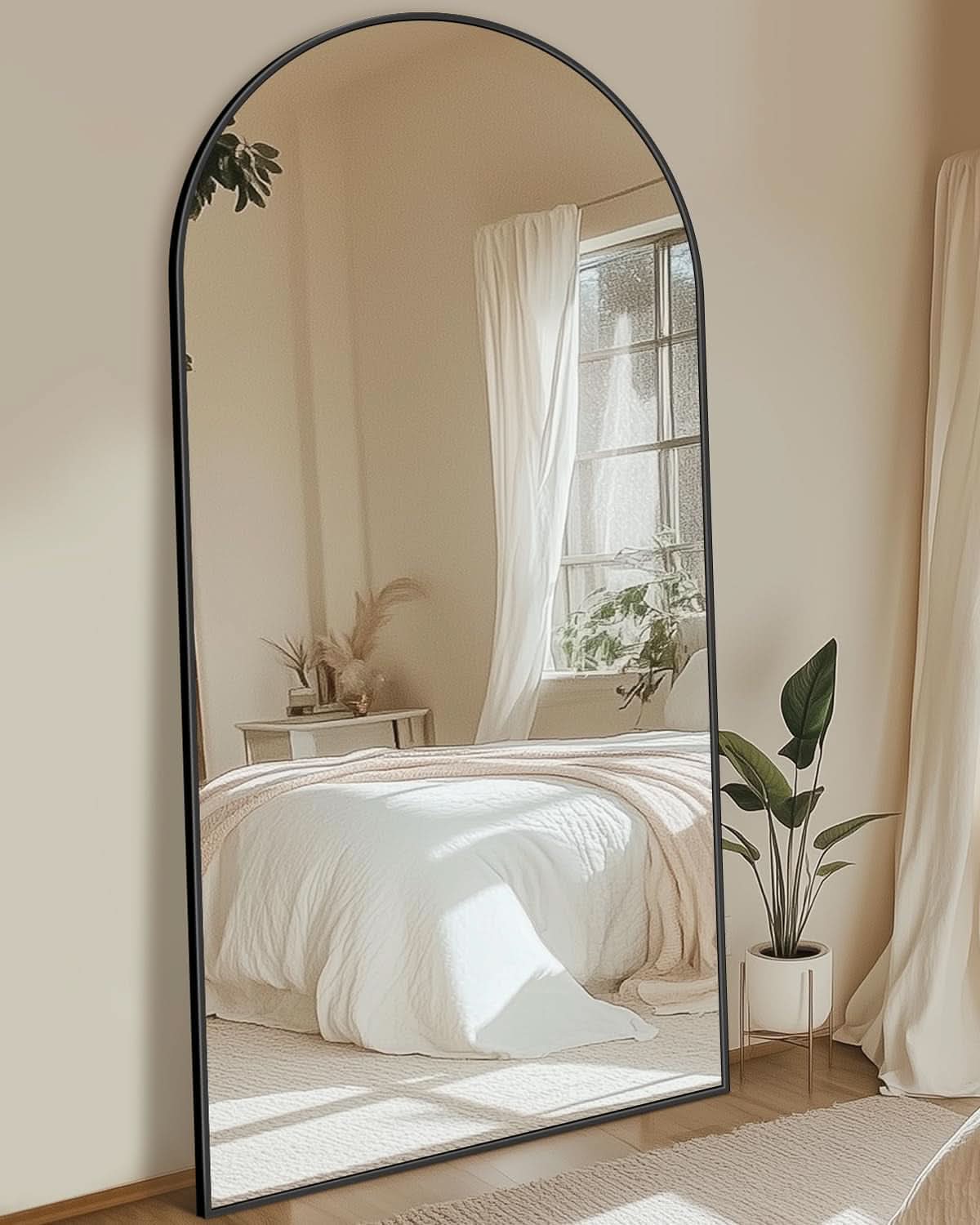 Full Length Mirror With Stand 78x38 Inch Black Aluminum Frame