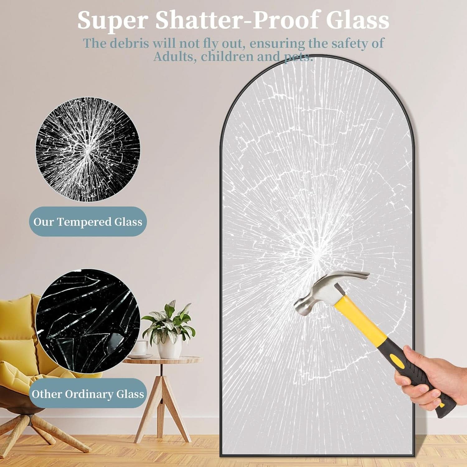 Full Length Mirror With Stand 78x38 Inch Black Aluminum Frame