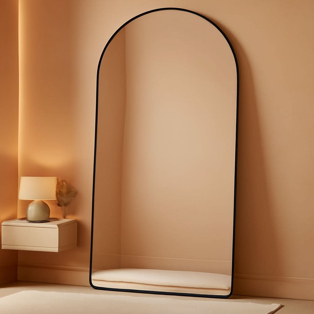 Full Length Mirror With Stand 78x38 Inch Black Aluminum Frame