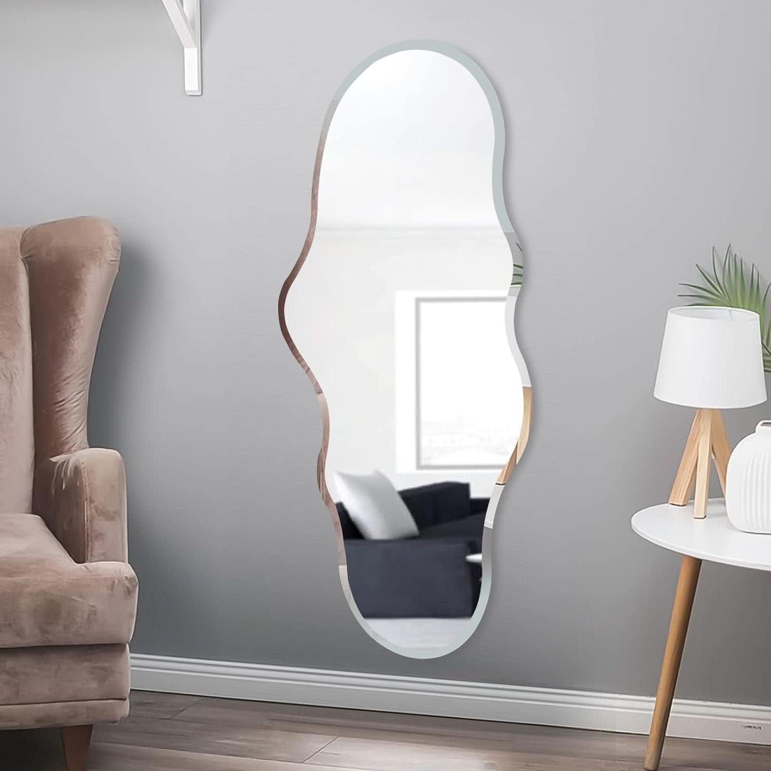 Full Length Wall Mounted Mirror 47x23 Frameless White