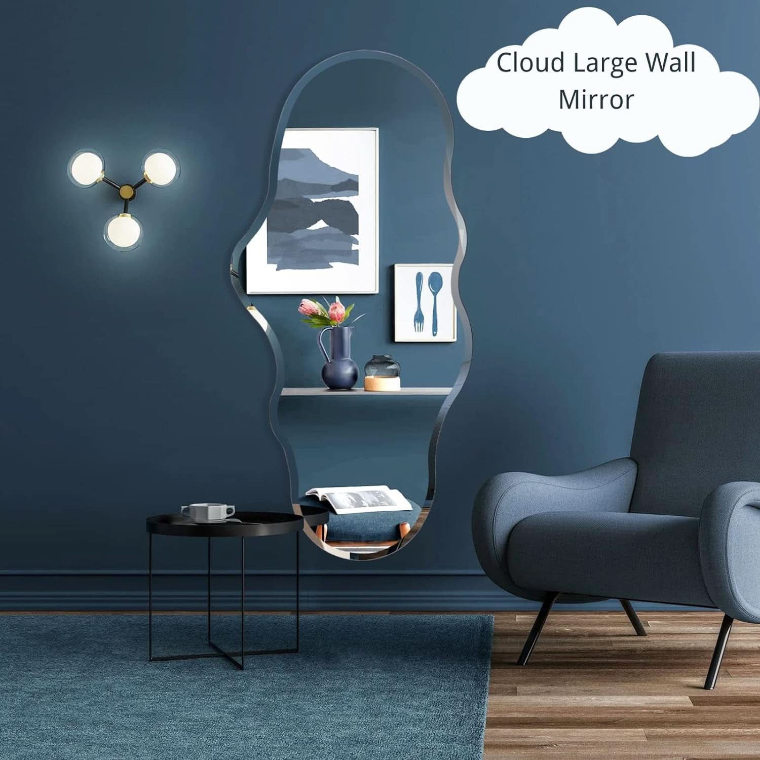 Full Length Wall Mounted Mirror 47x23 Frameless White