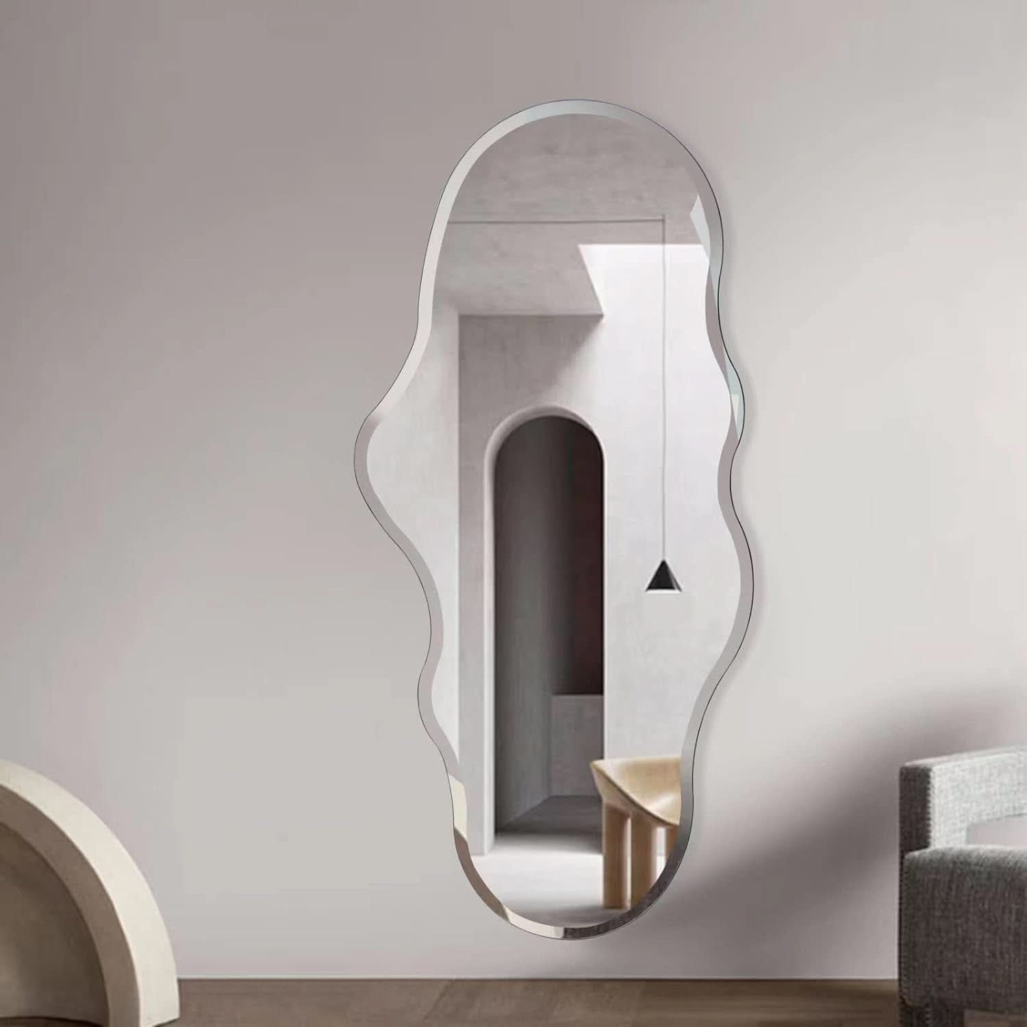 Full Length Wall Mounted Mirror 47x23 Frameless White