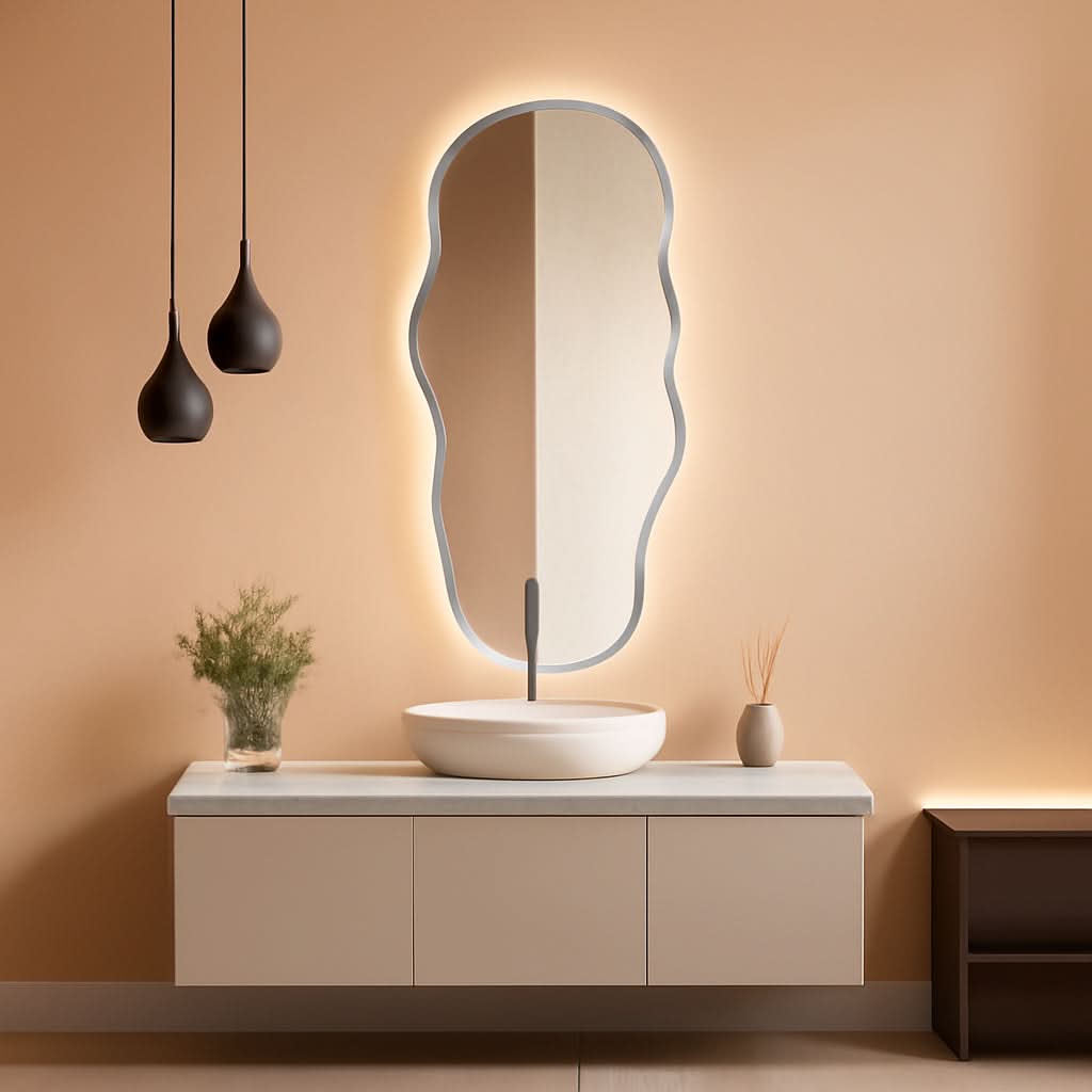 Full Length Wall Mounted Mirror 47x23 Frameless White