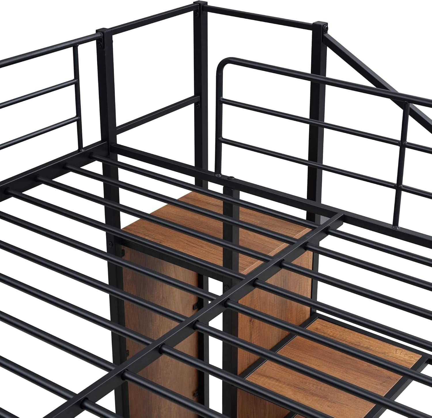 Full Over Full Metal Bunk Bed With Storage Stairs Black