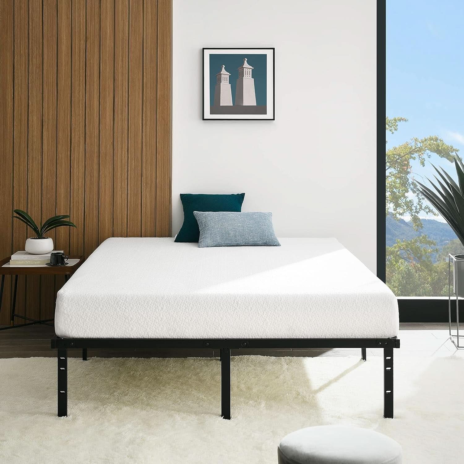 Full Platform Bed Frame With Storage Noiseless Heavy Duty