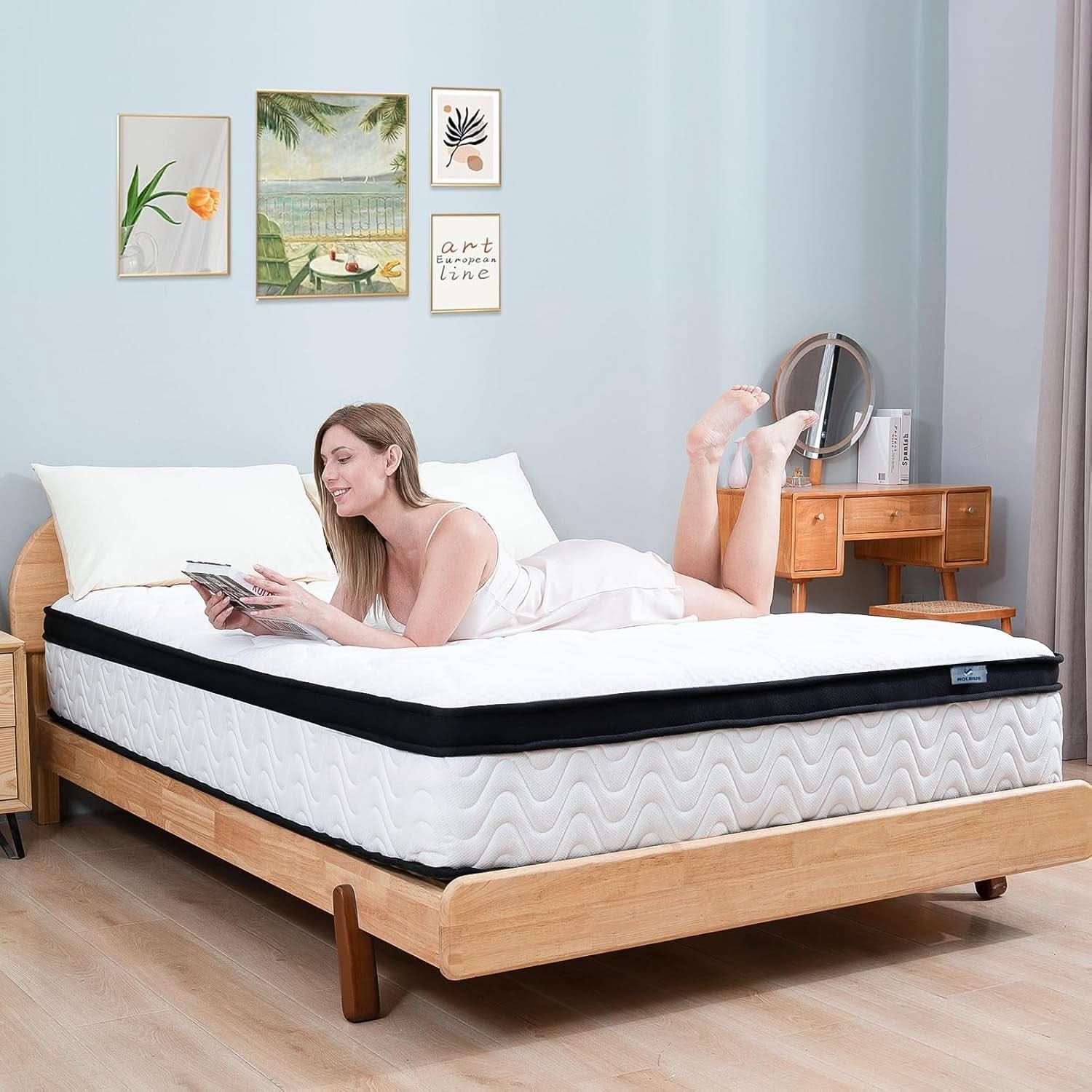 Full Size 10 Inch Hybrid Mattress Fiberglass Free Breathable