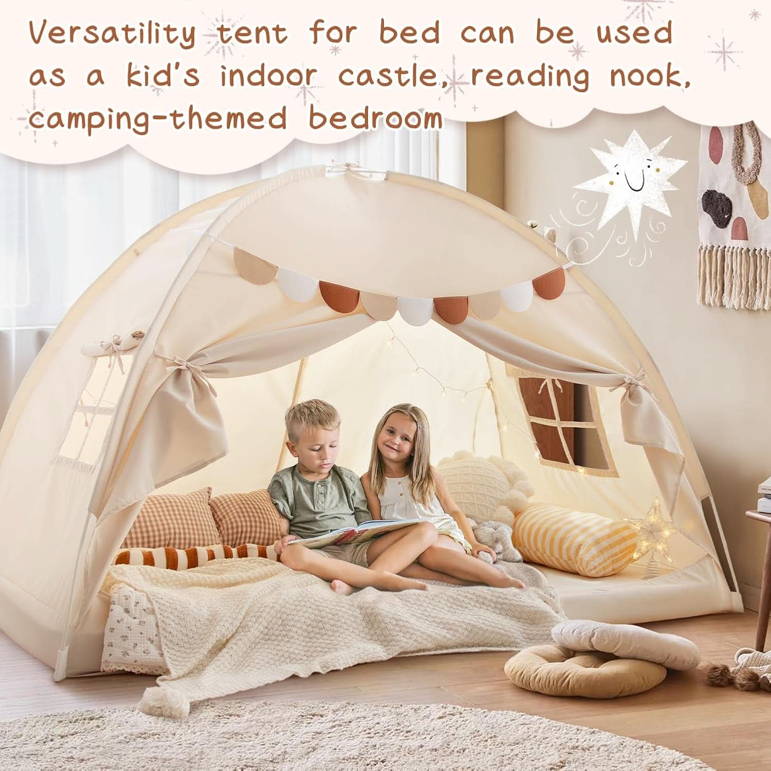 Full Size Bed Canopy Tent Blackout Polyester Cotton