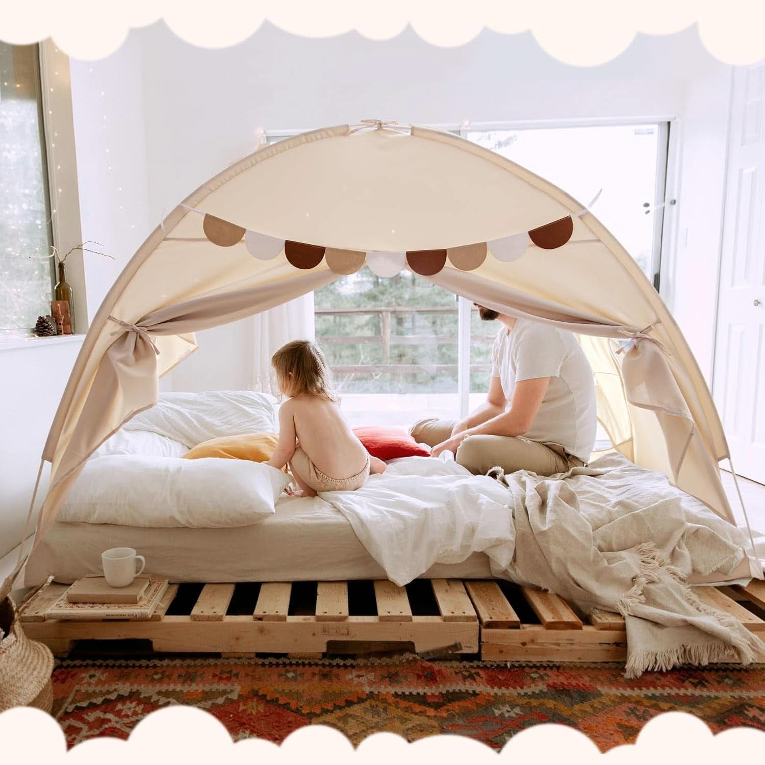 Full Size Bed Canopy Tent Blackout Polyester Cotton