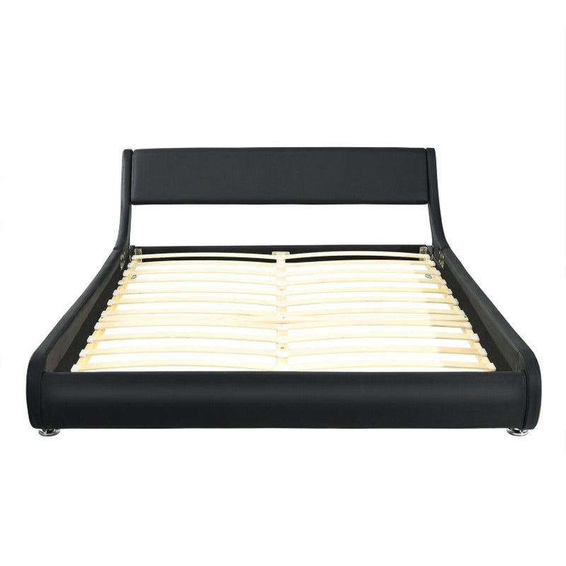 Full Size Faux Leather Platform Bed Adjustable Headboard