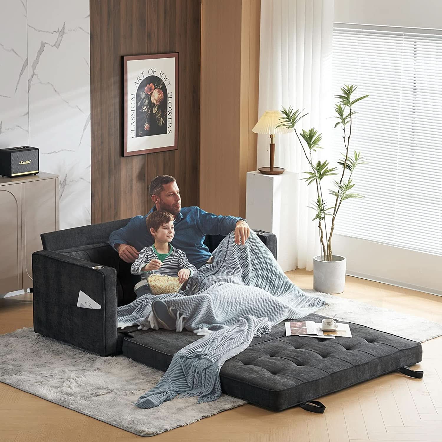 Full Size Futon Sofa Bed Convertible For Living Room