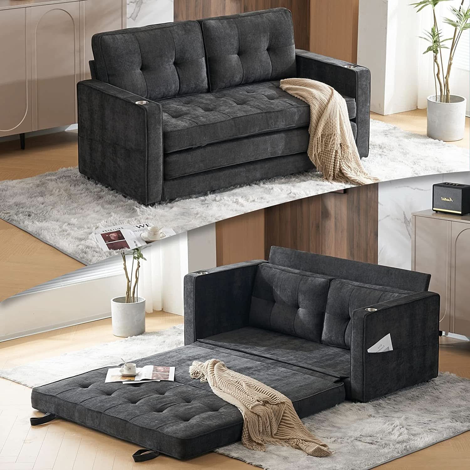 Full Size Futon Sofa Bed Convertible For Living Room