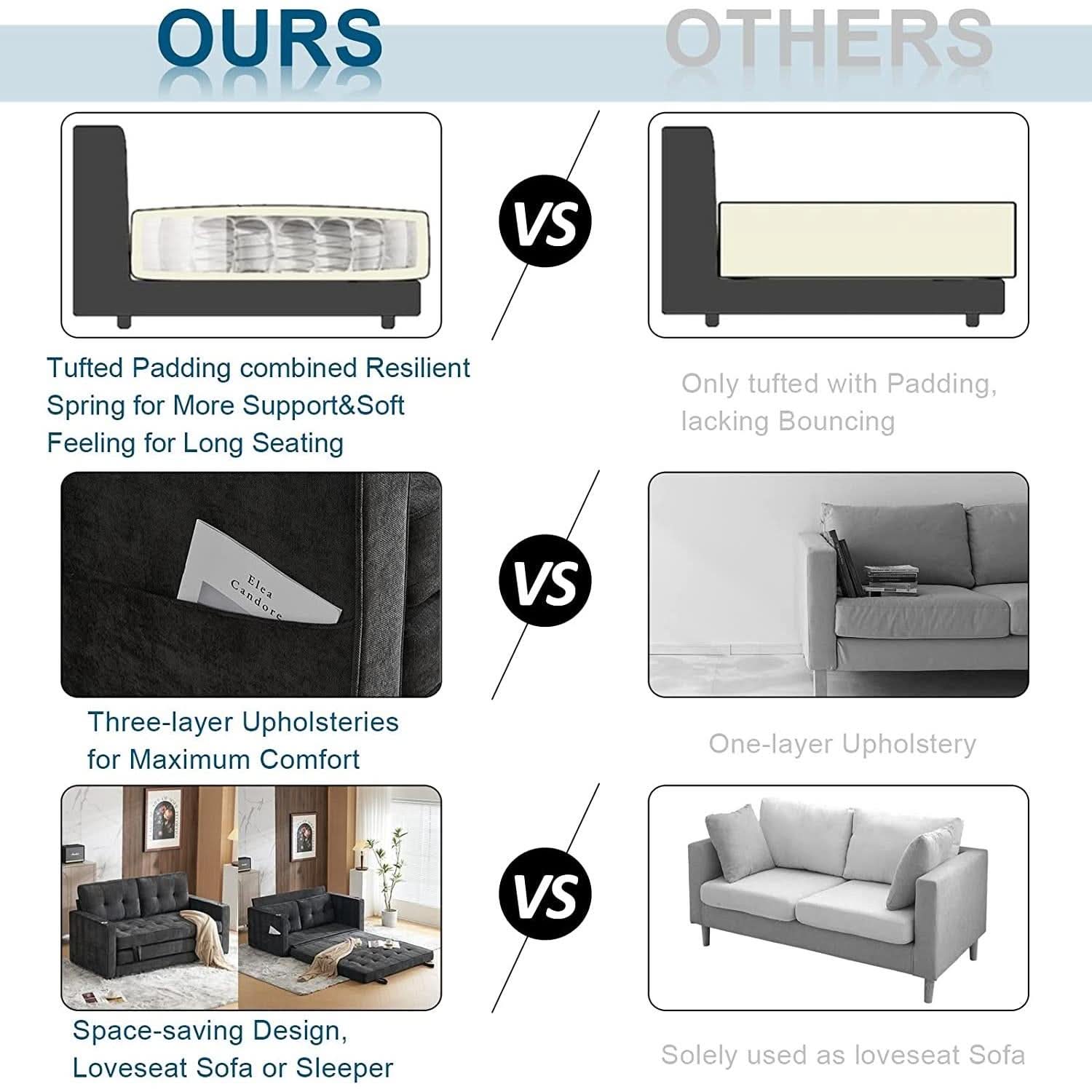 Full Size Futon Sofa Bed Convertible For Living Room