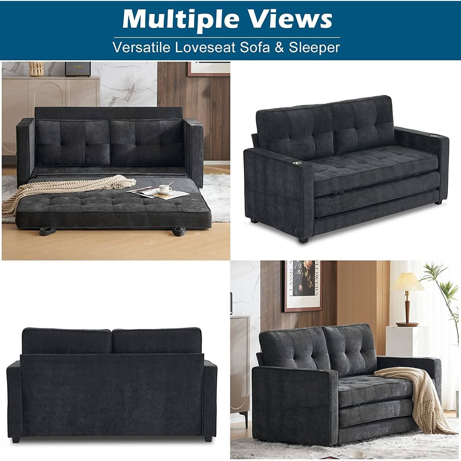 Full Size Futon Sofa Bed Convertible For Living Room