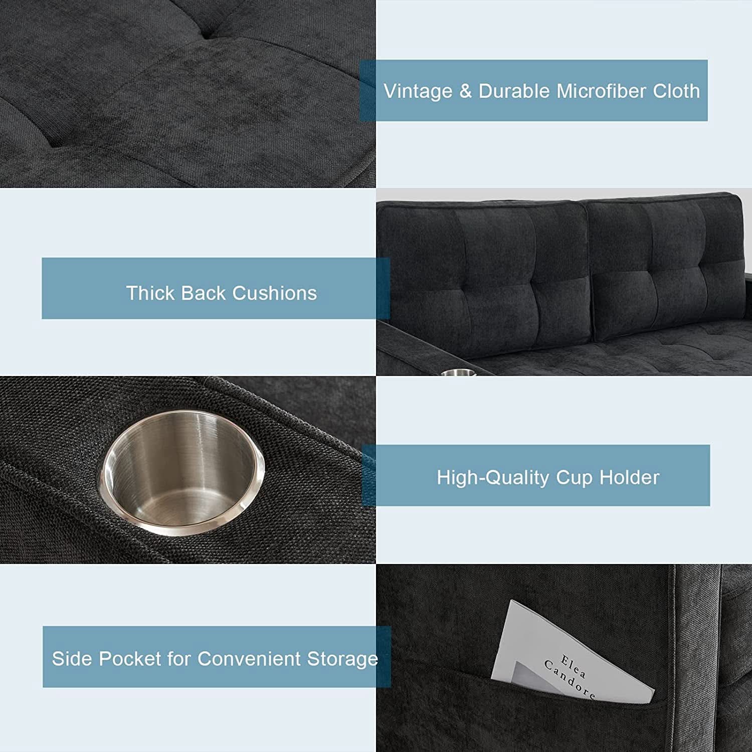 Full Size Futon Sofa Bed Convertible For Living Room