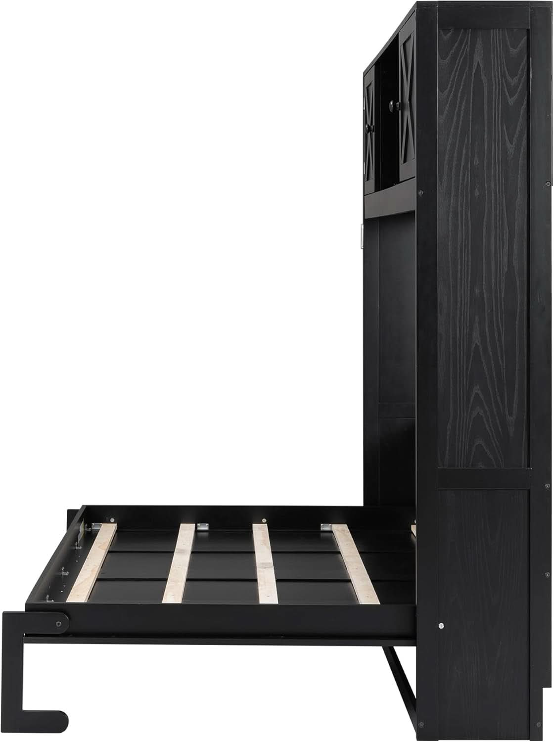 Full Size Murphy Cabinet Bed With Storage Shelf Black