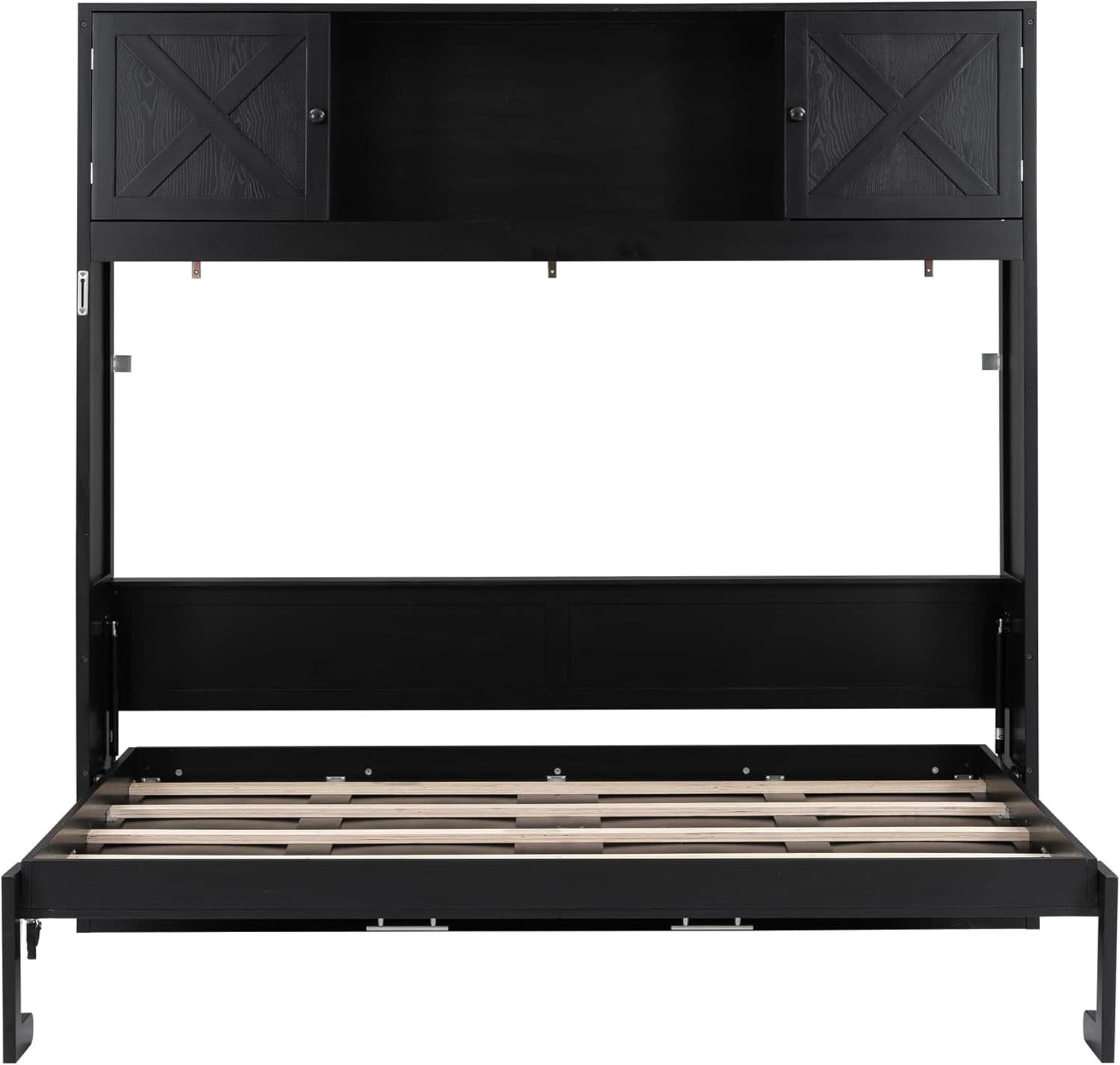 Full Size Murphy Cabinet Bed With Storage Shelf Black