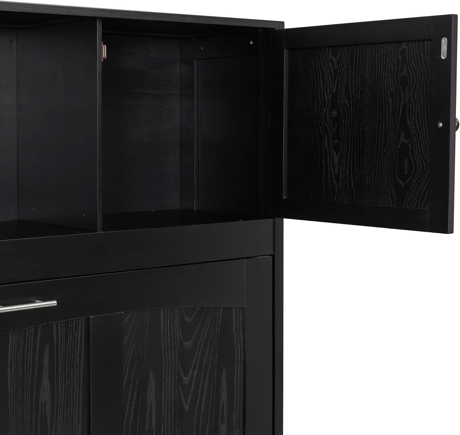 Full Size Murphy Cabinet Bed With Storage Shelf Black