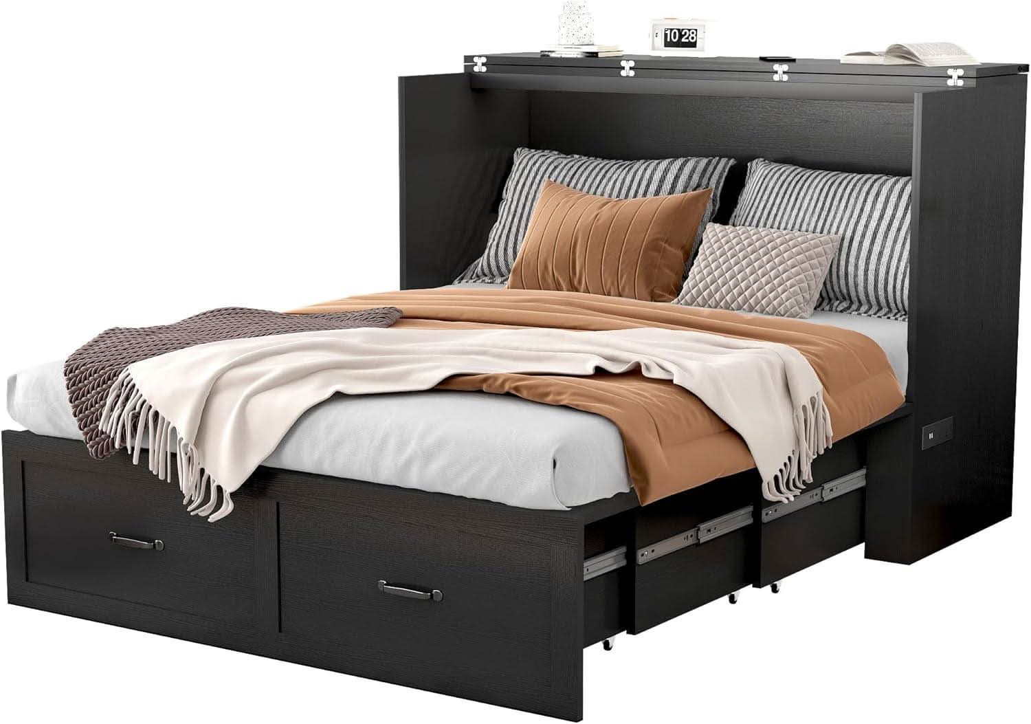 Full Size Murphy Chest Bed With Charging Station Durable Build