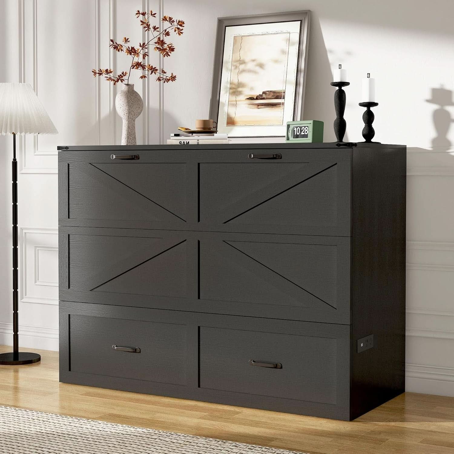 Full Size Murphy Chest Bed With Charging Station Durable Build