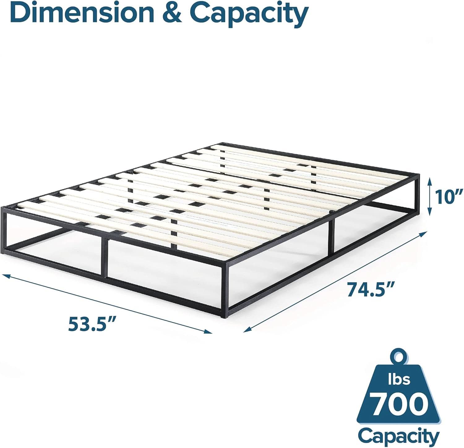 Full Size Platform Bed Frame No Box Spring Slats Included