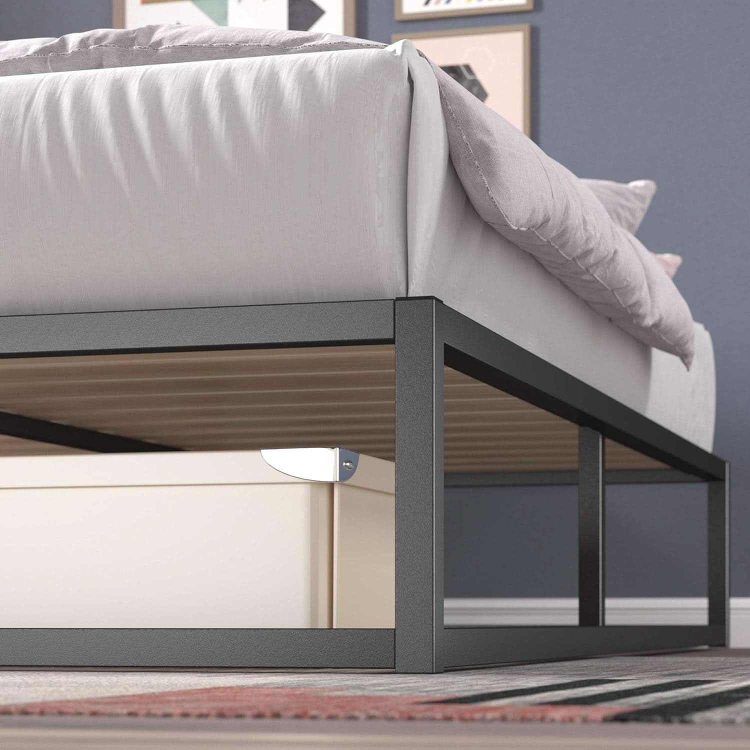 Full Size Platform Bed Frame No Box Spring Slats Included