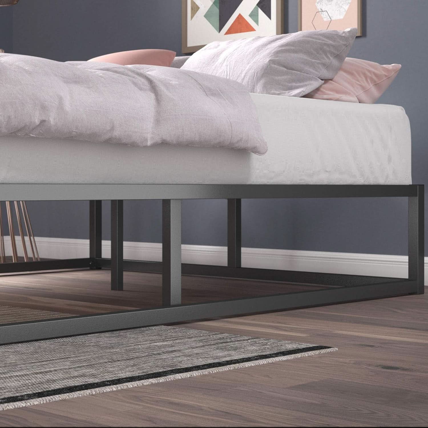 Full Size Platform Bed Frame No Box Spring Slats Included