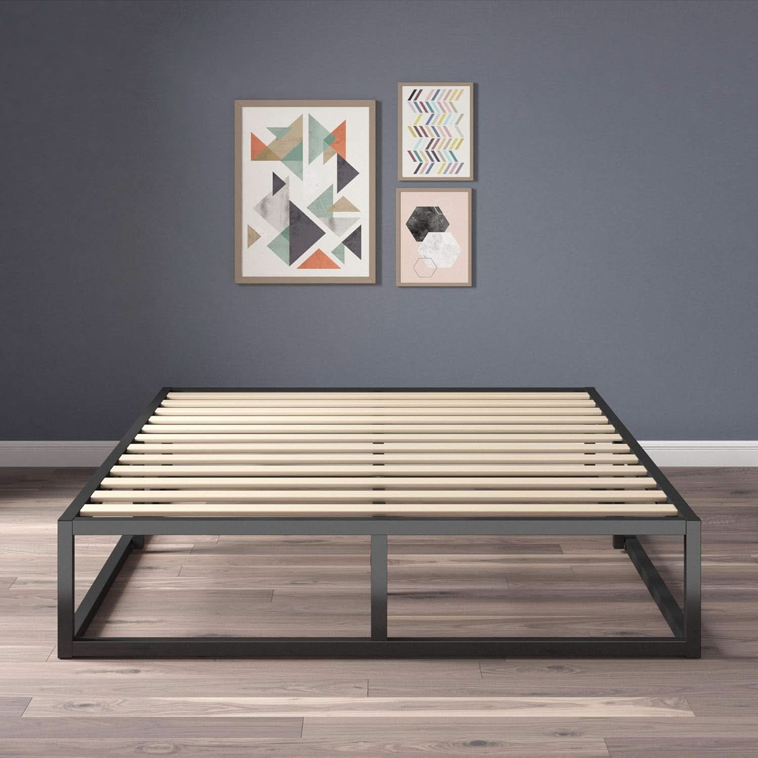 Full Size Platform Bed Frame No Box Spring Slats Included