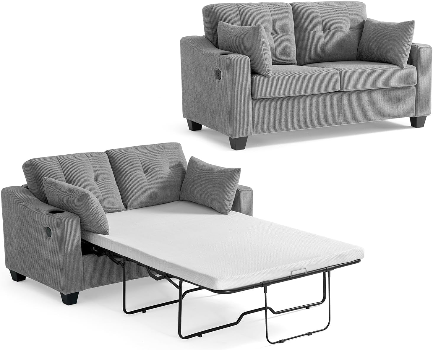 Full Size Pull Out Sofa Bed with USB Charging