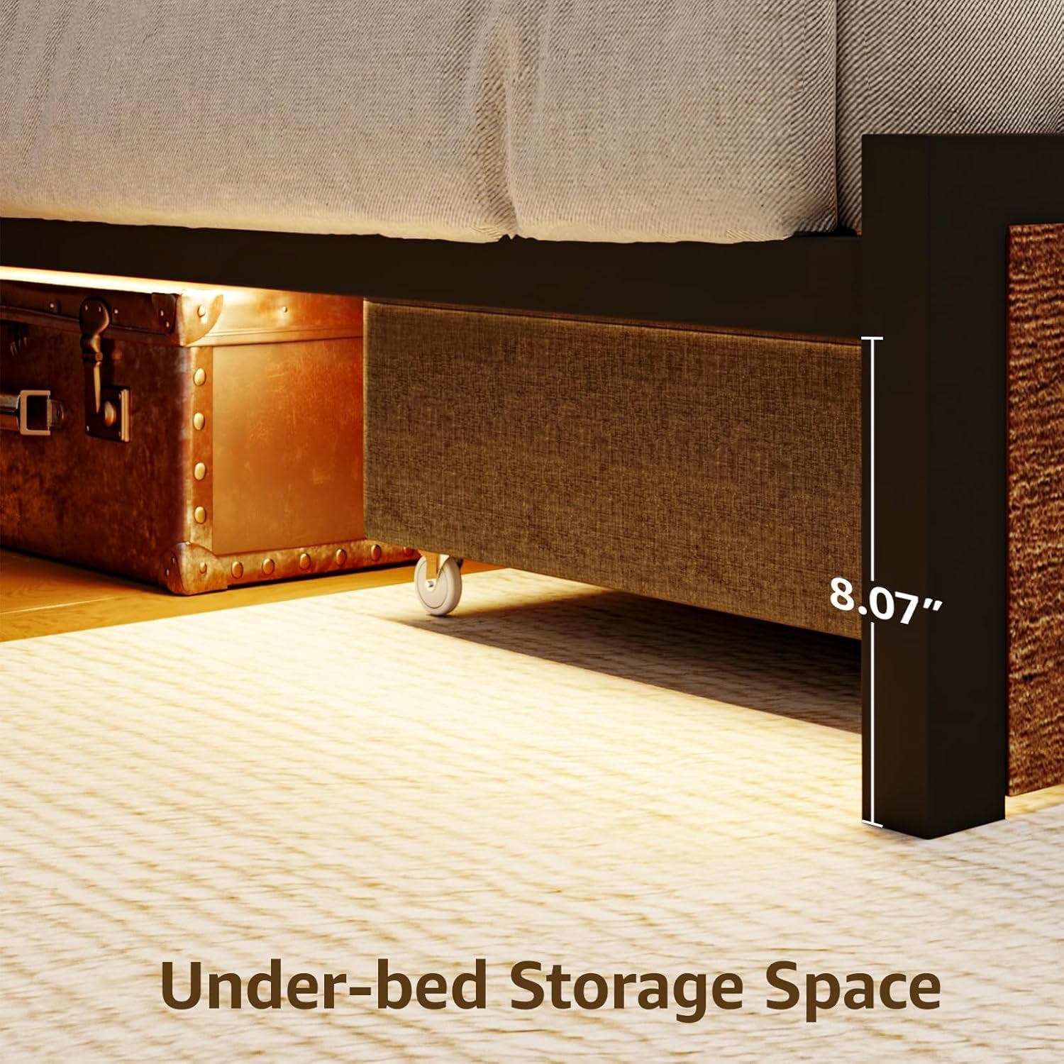 Full Size Velvet Bed Frame With Storage And Drawers
