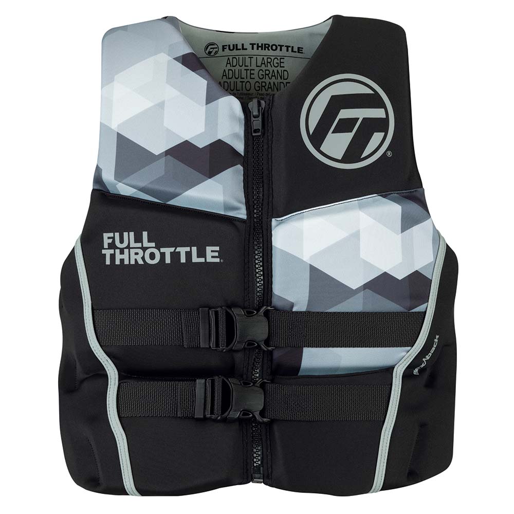 Full Throttle Men&#39;s Rapid-Dry Flex-Back Life Jacket - XL - Black/Grey