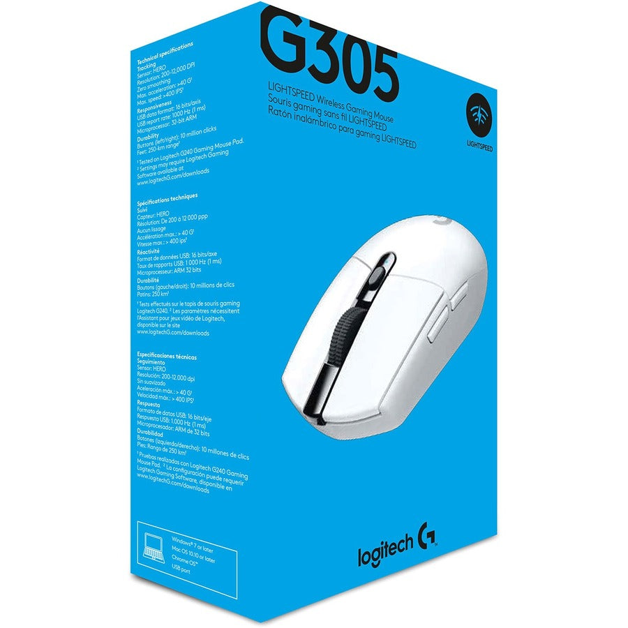 G305 Wrls Gaming Mouse White,New Lightspeed Performace Wrls