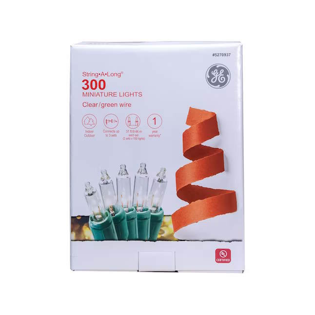 GE String-A-Long 300-Count 62.2-ft Clear Incandescent Plug-In Christmas String Lights